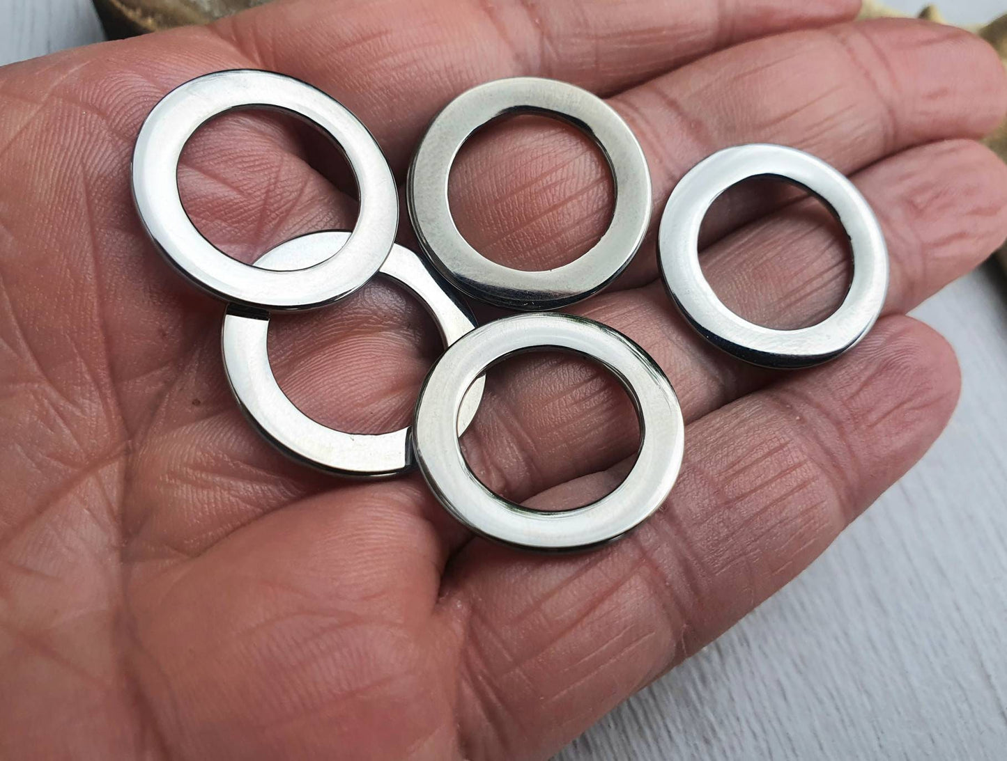 21mm OD Stainless Steel Donut Components | 1mm Thickness | Mirror Shine | 5 Pcs