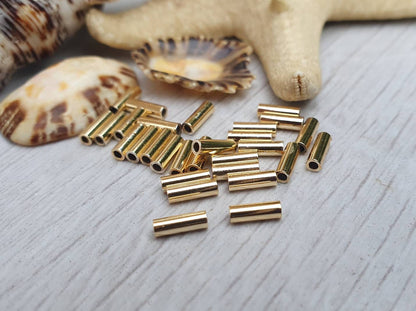 6 x 2mm Gold Plated Tube Beads | Tubular Spacer Beads | 30 Pcs
