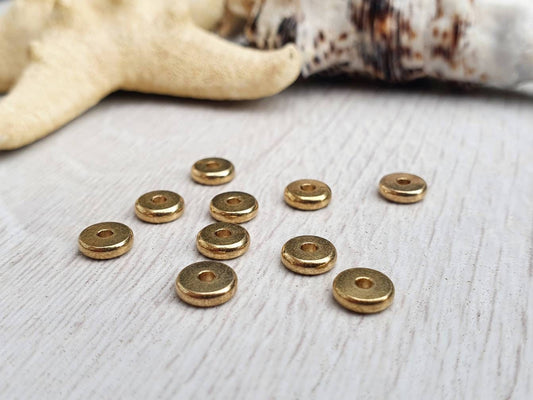5.5 x 1.5mm Brass Washer Spacer Beads | 10Pcs