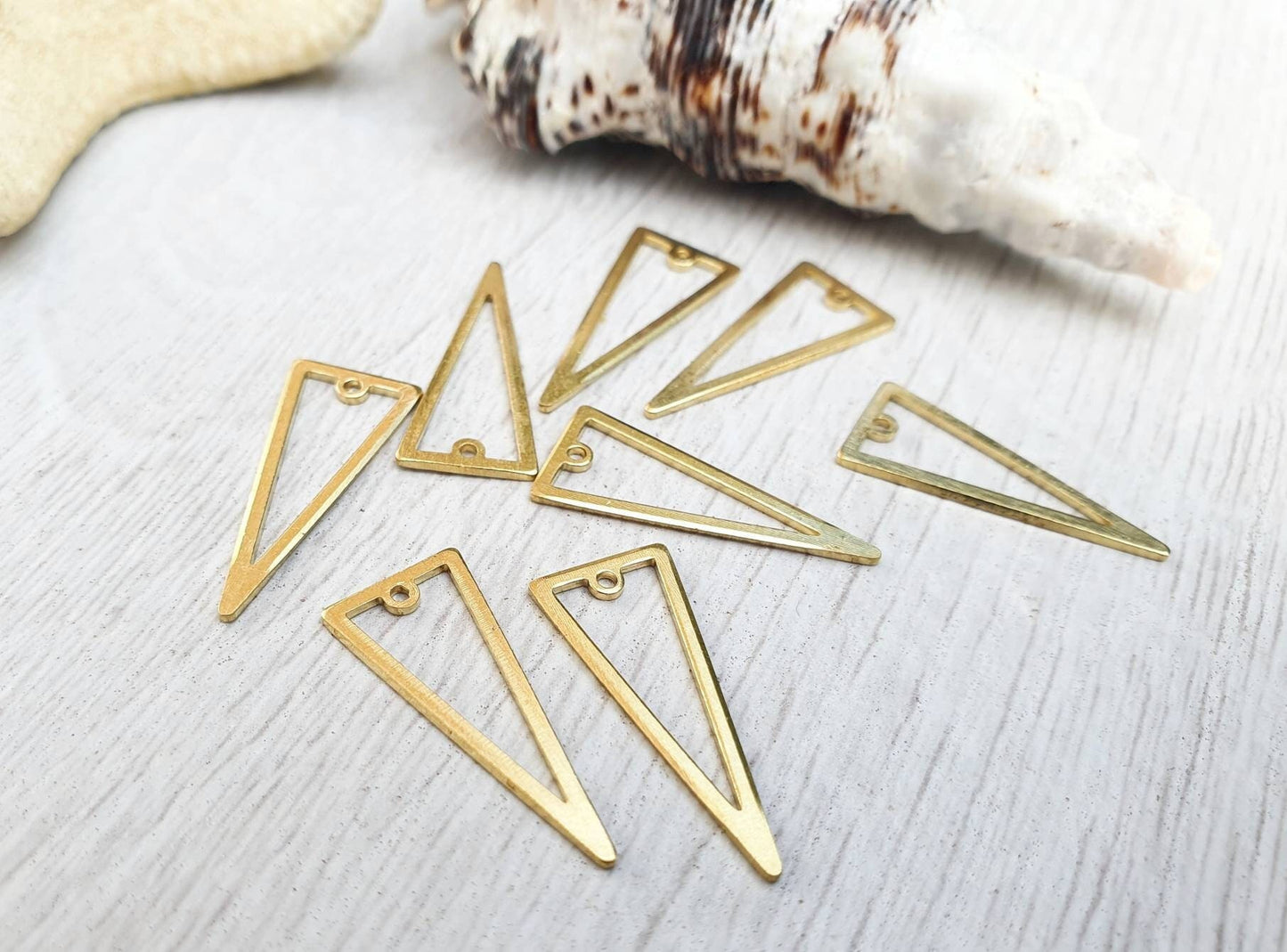 22 x 9mm Raw Brass Triangle Charm | 8 Pcs