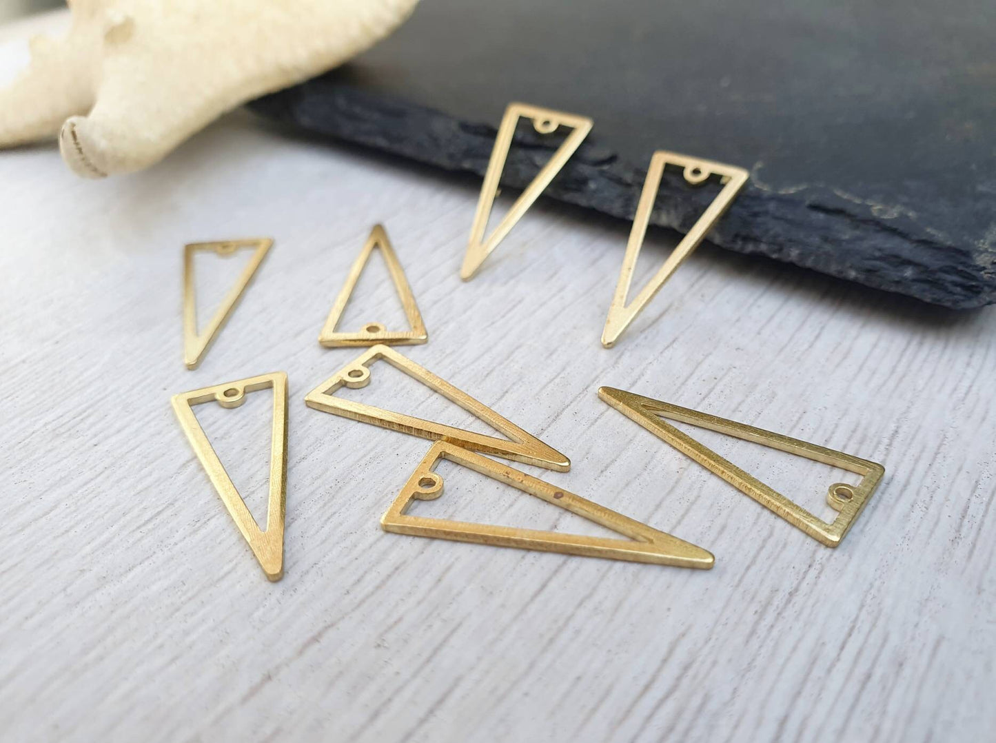 22 x 9mm Raw Brass Triangle Charm | 8 Pcs