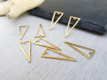 22 x 9mm Raw Brass Triangle Charm | 8 Pcs