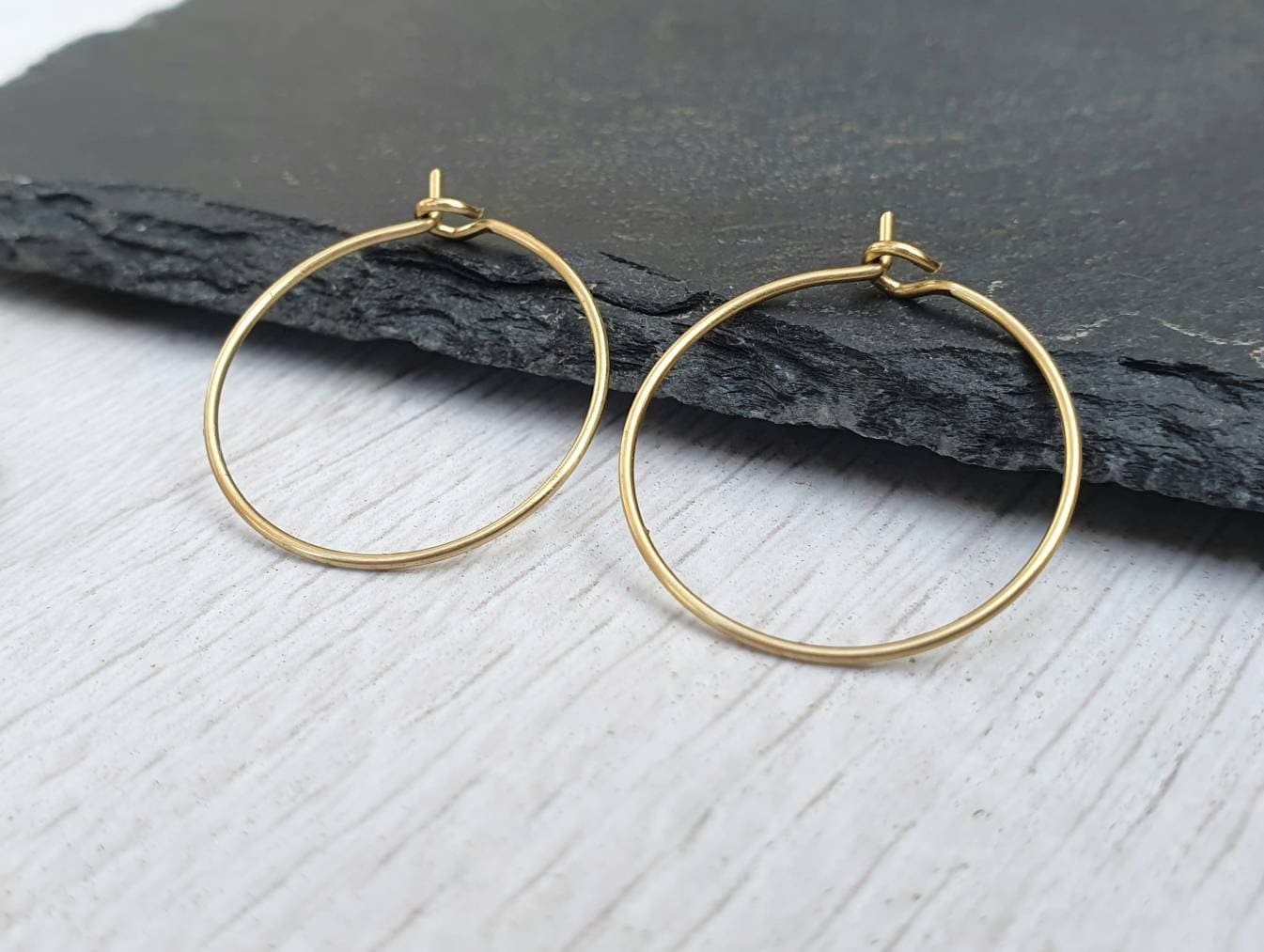 20mm Raw Brass Hoop Ear Wires | Hoop Earrings | 5 Pairs