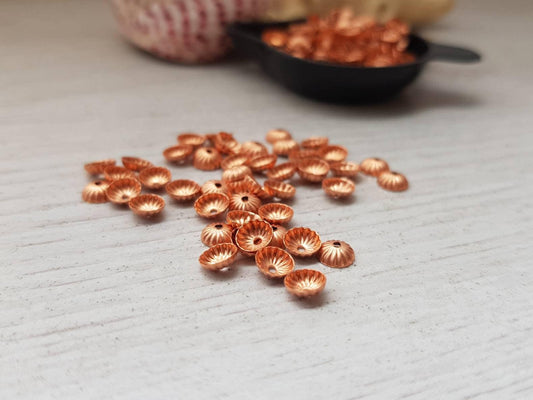 50pcs of 5mm Genuine Copper Bead Caps | Genuine Copper Findings