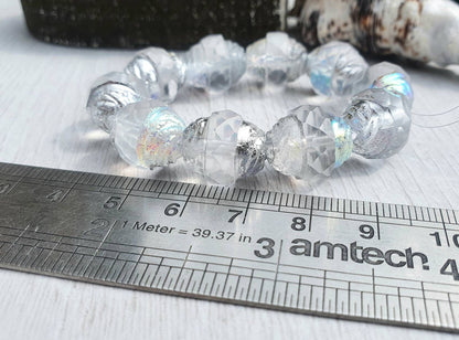 15 x 13mm Transparent Turbine Beads with AB and Etched Finishes | 5 Beads