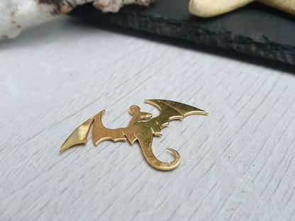 36 x 33.5mm Gold Plated Dragon Pendant | 1 Pc
