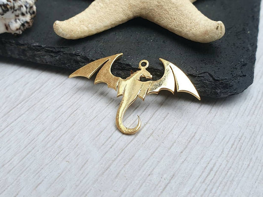 36 x 33.5mm Gold Plated Dragon Pendant | 1 Pc