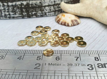 6 x 1mm Gold Plated Washer Spacer Beads | 10Pcs