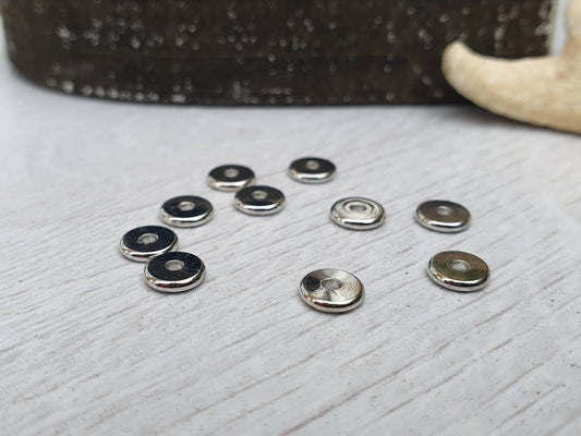 6 x 1mm Silver Plated Washer Spacer Beads | 10Pcs