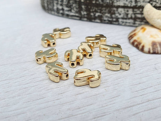 7 x 9mm Gold Plated Cactus Spacer Beads | 10Pcs