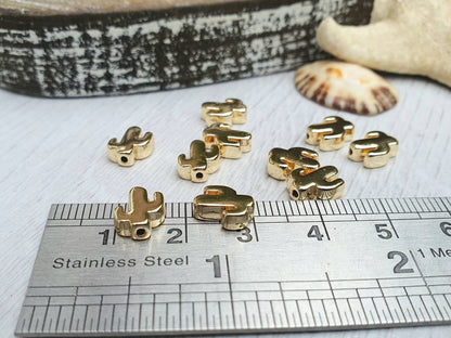 7 x 9mm Gold Plated Cactus Spacer Beads | 10Pcs