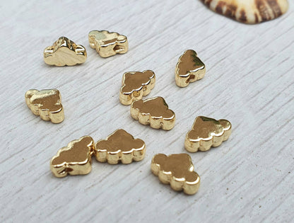5 x 8mm Gold Plated Cloud Spacer Beads | 10Pcs