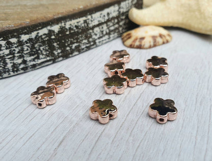 8 mm Rose Gold Plated Flower Beads | Slider Beads | 10Pcs