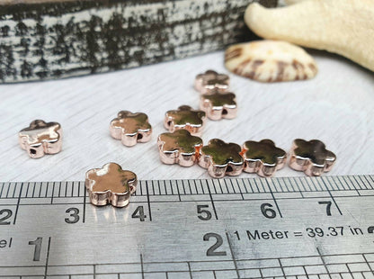 8 mm Rose Gold Plated Flower Beads | Slider Beads | 10Pcs