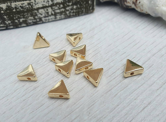 7.5mm Gold Plated Triangle Spacer Beads | Geometric Beads | 10Pcs