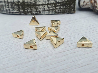 7.5mm Gold Plated Triangle Spacer Beads | Geometric Beads | 10Pcs
