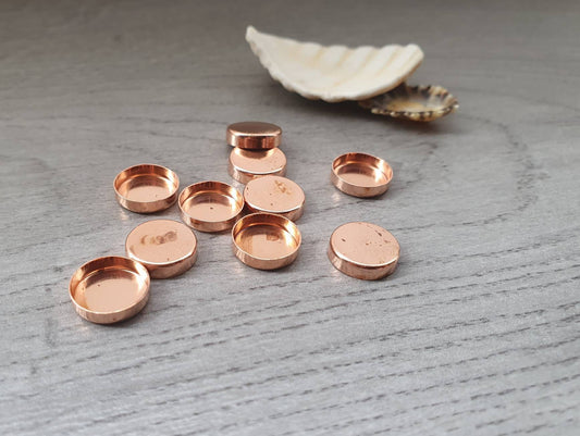 10mm Copper Round Bezel Cups | 10 Pieces