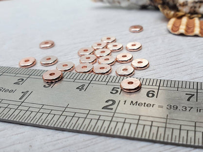6 x 1mm Rose Gold Plated Washer Beads | Rondelle Beads | 20Pcs