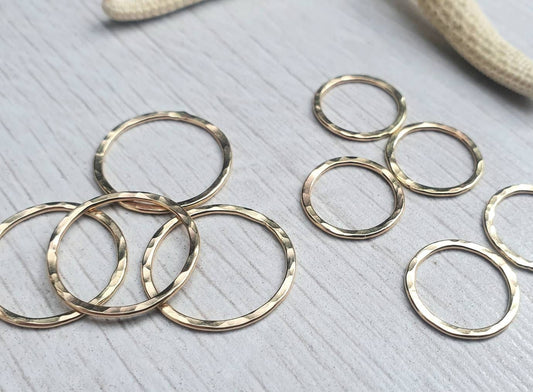 14K Gold Filled Hammered Circle Link | 8, 13 or 17mm OD | Earring Components | 2/5/10 Pcs