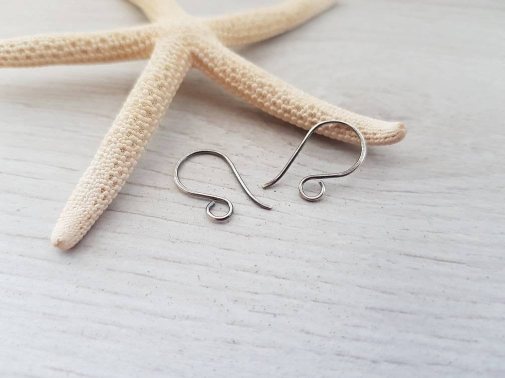 Mini French Hook Handmade Sterling Silver Ear Wires | Nova | Oxidized And Polished