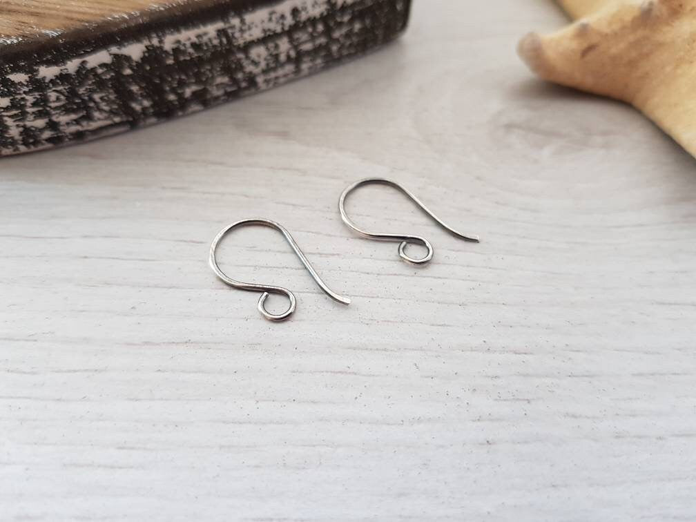 Mini French Hook Handmade Sterling Silver Ear Wires | Nova | Oxidized And Polished