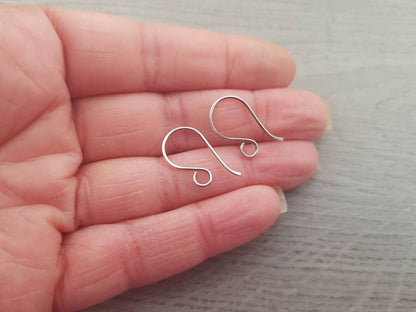Mini French Hook Handmade Sterling Silver Ear Wires | Nova | Oxidized And Polished