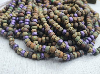 4/0 Aged Matt Velvet Sunrise Picasso Seed Beads | 5mm Beads | Full Strand