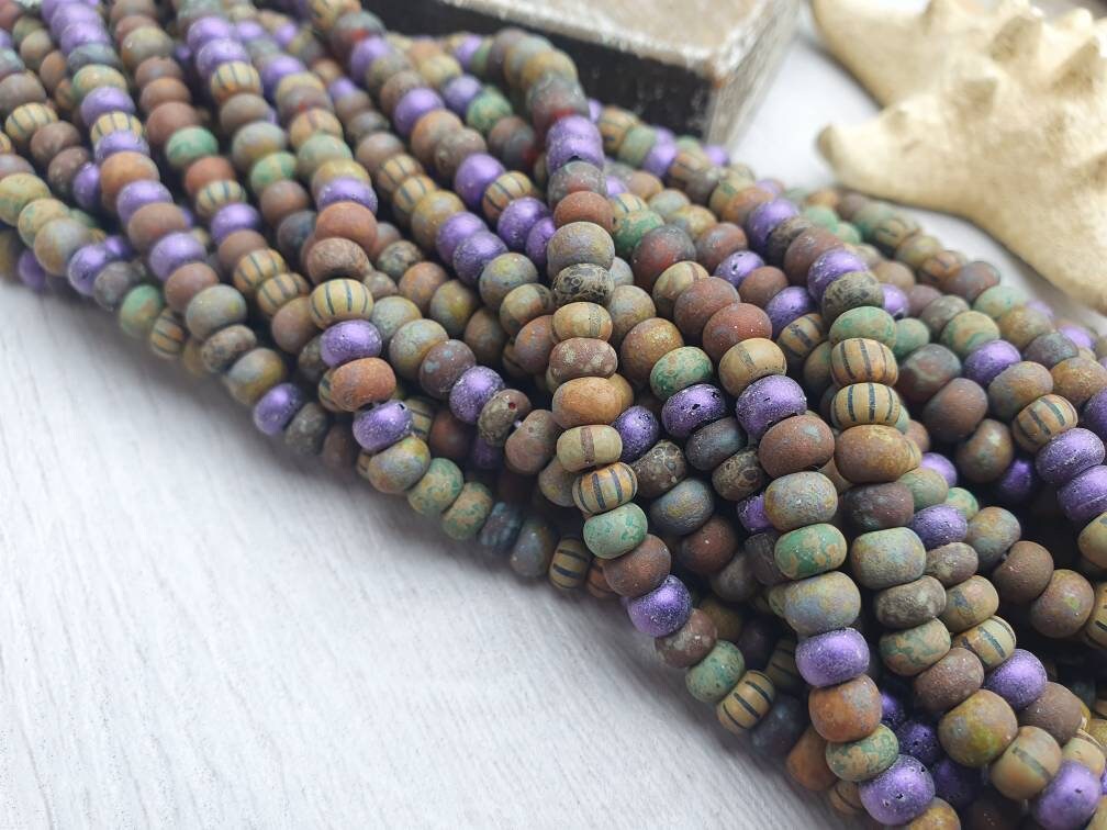 4/0 Aged Matt Velvet Sunrise Picasso Seed Beads | 5mm Beads | Full Strand