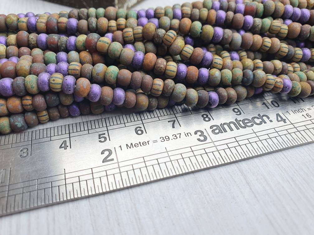 4/0 Aged Matt Velvet Sunrise Picasso Seed Beads | 5mm Beads | Full Strand