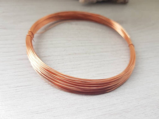 26g (0.4mm) Bare Copper Round Wire - Dead Soft - Jewellery Making Wire - 15 Metres