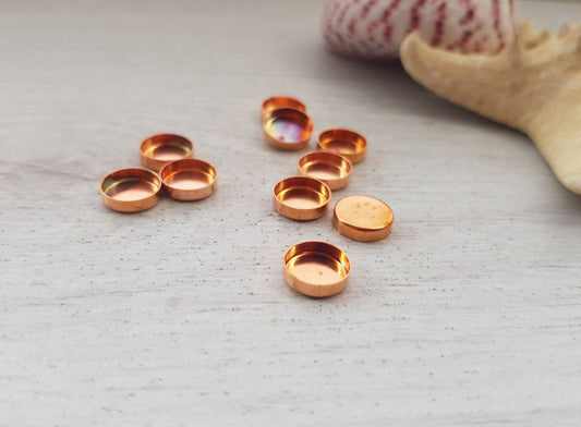 8mm Copper Round Bezel Cups | 10 Pieces
