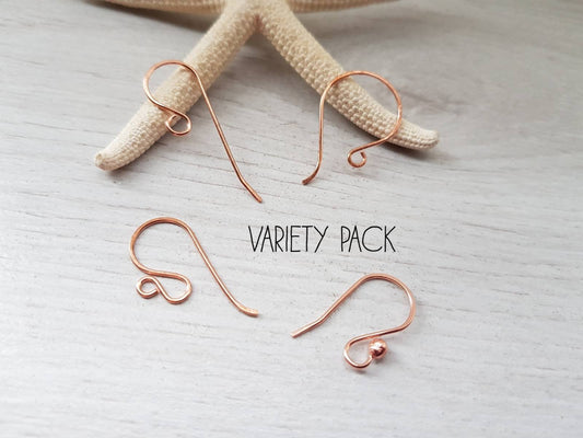 Variety Pack 6 | Raw Copper Handmade Ear Wires | 4 Pairs