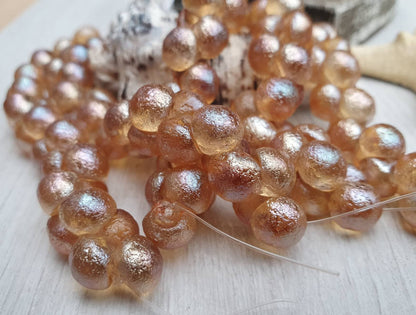 9 x 8mm Sapphirite Etched Mushroom Button Beads | Full Strand of 30