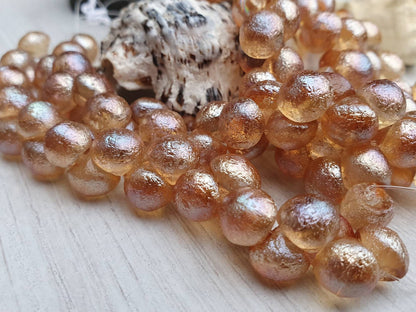 9 x 8mm Sapphirite Etched Mushroom Button Beads | Full Strand of 30