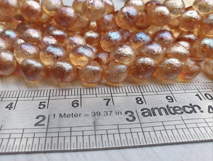 9 x 8mm Sapphirite Etched Mushroom Button Beads | Full Strand of 30