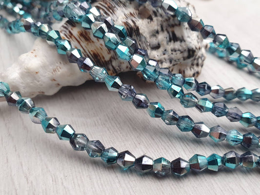 4mm Azure Celestial | Bicone Beads | Full Strand of 50 Beads
