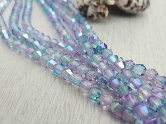 4mm Aqua Celestial | Bicone Beads | Full Strand of 50 Beads