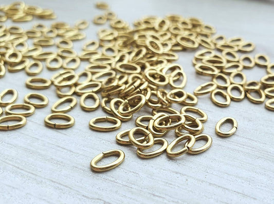 4x6mm OD Oval Brass Jump Rings | 19 Gauge | Raw Brass Findings | 50 / 100 Pcs