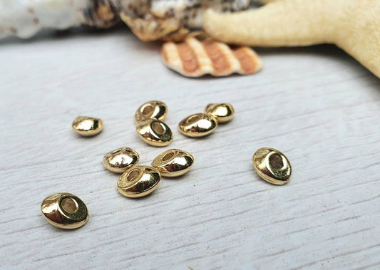 6 x 3mm Gold Plated Spacer Beads | 10Pcs