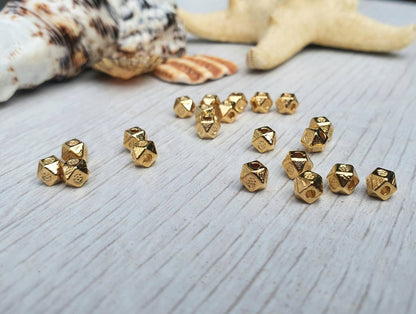 4mm Gold Plated Cube Beads | Patterned Cube Beads | 20Pcs