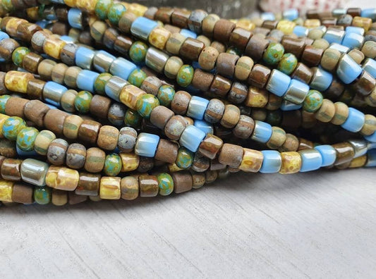 6/0  Aged Rustic Cottage Picasso Seed Beads | 4mm Beads | Full Strand