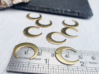 18 x 16.5mm Raw Brass Crescent Moon Pendants | 8 Pcs