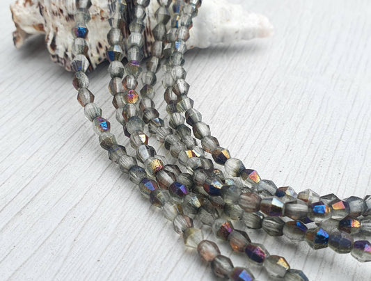 4mm Infernal Etched Bicone Beads | Full Strand of 50 Beads