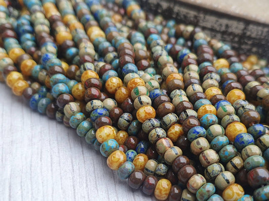 4/0 Caribbean Blue Picasso Seed Beads | 5mm Beads | Full Strand