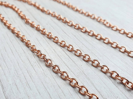 5/10/20 ft of 3.42mm Genuine Copper OVAL Cable Chain | 3.42 x 4.08mm Links | Unsoldered Chain