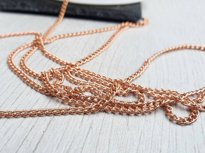 5/10 ft of 2.85mm Genuine Copper UNSOLDERED Patterned Curb Chain | 2.85 x 4.06 mm Links