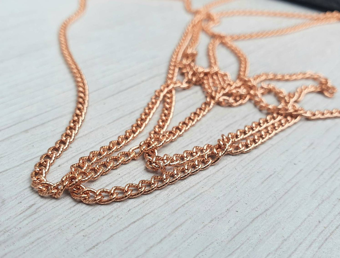 5/10 ft of 2.85mm Genuine Copper UNSOLDERED Patterned Curb Chain | 2.85 x 4.06 mm Links