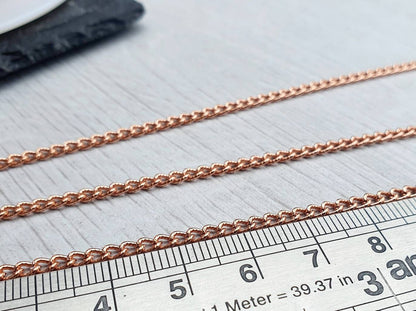 5/10 ft of 2.85mm Genuine Copper UNSOLDERED Patterned Curb Chain | 2.85 x 4.06 mm Links