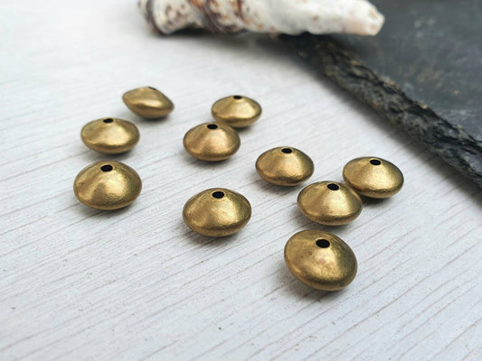 9.5 x 5.5mm Antique Brass Saucer Beads | 10 Pcs