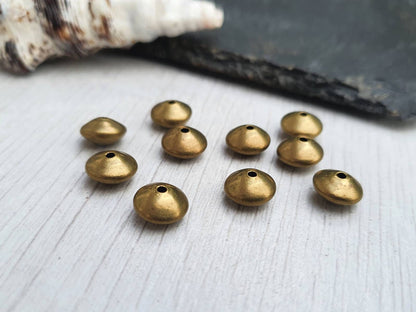 9.5 x 5.5mm Antique Brass Saucer Beads | 10 Pcs